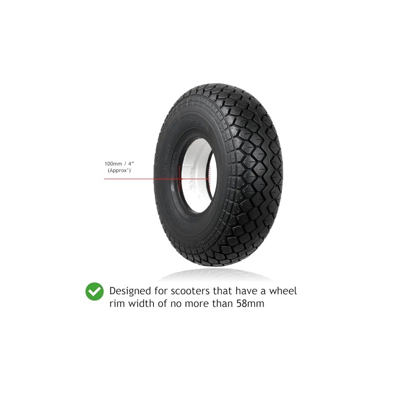SPARES2GO Mobility Scooter Tyre 4.00x5 Block Tread 4.00-5 400x5 400-5