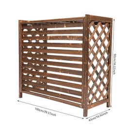 LIAPDG Air Conditioner Fence Screen, Freestanding AC Unit Fence Wooden AC Covers for Outside for Trash Cans, Garden Fences 39.37 x 16.93 x 37.01 Inch Brown