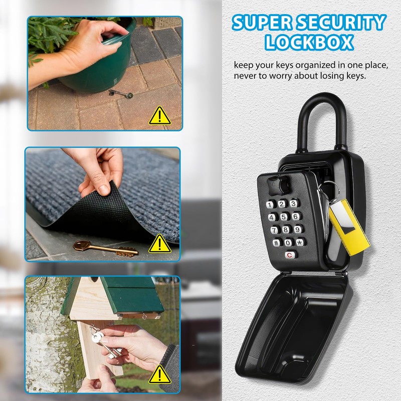 PZJFH Key Safe Lock Box Outdoor Hangable Weatherproof Portable Lock