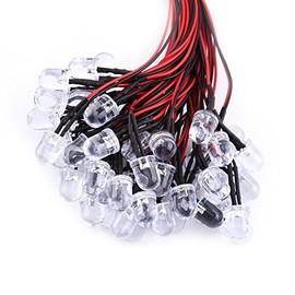 50pcs Pre Wired DC 9-12V 3 5 10mm Water Clear LED Diodes Multi Colors Light (10mm, White Hair White Light)