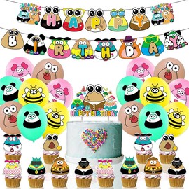 30 Pcs Alien Pou Balloons Decorations, Alien Pou Party Decorations, Cartoon Big Eye Alien Birthday Decoration, Pet Alien for Kids Children Home Decoration Party Birthday Supplies Gift