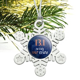 GRAPHICS & MORE 13.1 Half Marathon Half Crazy Running Runner Metal Snowflake Christmas Tree Holiday Ornament