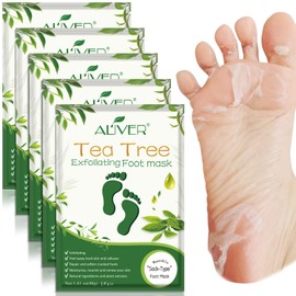 5 Pairs Foot Mask, Exfoliating Calluses Dead Skin, Foot Mask, Callus Remover, Callus Remover, Foot Mask, Baby Soft Smooth Touch Feet Men, Women, Exfoliating Foot Mask (Tea Tree)