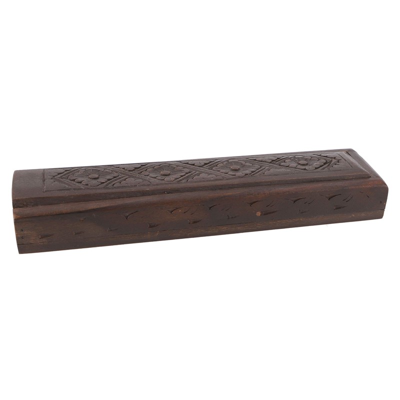 GURU SHOP Incense Stick Box, Pen Box with Carved Ornament,