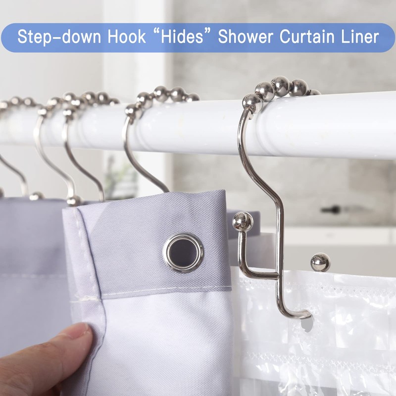 SUTINE Shower Curtain Hooks, 12 Pcs Double Shower Curtain Hooks