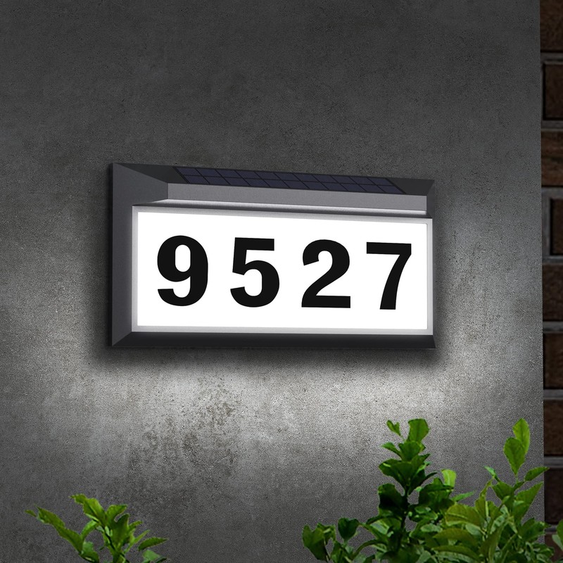 Solar Address Sign, Lighted Address Numbers Outdoor Waterproof, Illuminated LED