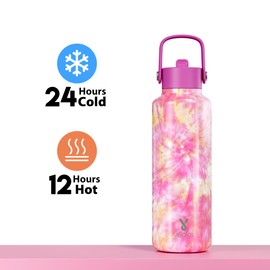Meoky Metal Water Bottle for Women: 532ml Stainless Steel Water Bottle - Keeps 24 Hours Cold & 12 Hours Hot for Home Office Sports - Girlfriend Wife Mom, Sakura