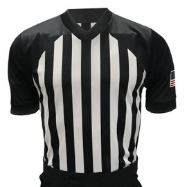 Smitty Men's Collegiate Basketball Referee Shirt - Made in The USA (Large) White/Black
