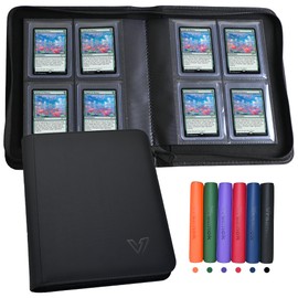 Vrsanok Toploaders Binder,Holds 128 Top Loaders,4 Pocket Top Loader Binder for 3" x 4"Rigid Cards,Double Sided Card Binder Abulm in 3"x4"Toploaders for Trading Cards