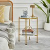 ZEXVIDA Tempered Glass End Table with Storage Shelf for Small