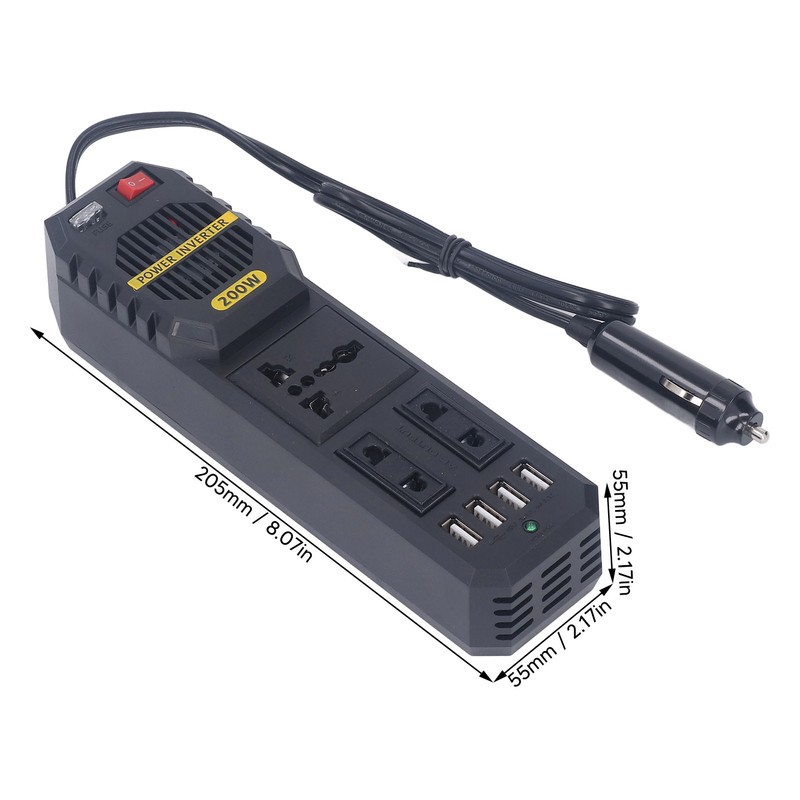 Car Power Inverter 200W 12V to PWM Modified Sine Wave