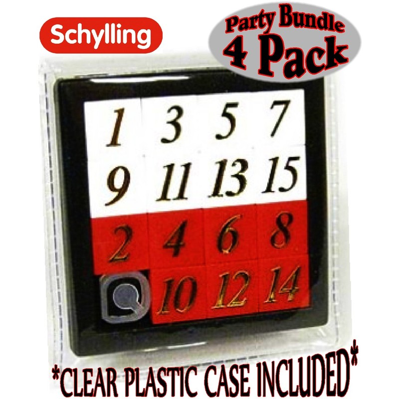 Schylling The 15 Puzzle - Number Slide Brain Teaser (4-Pack)