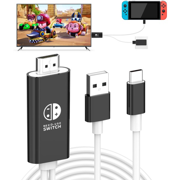 Switch Dock (Innovative Version) Switch HDMI Cable with 1080 Resolution, HDMI Converter, TV Mode, Switch, TV Connection, Output, Small Size, 2 , Multifunction Switch, Dock, Compatible with Switch, OLED, Laptops, Tablets, Smartphones, Etc., Travel, Partie