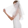 Veil Lace Bow Short Bridal Veil With Hair Clips Ribbon