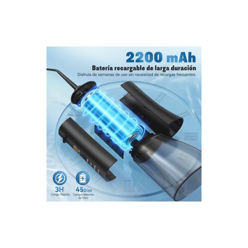 Irrigador Bucal Portatil, 6 Puntas y 3 Modos, 350ML, Limpieza