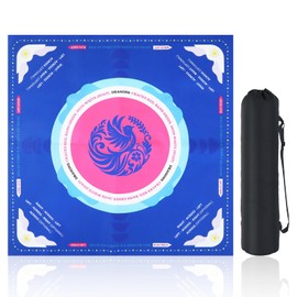 Portable Mahjong Mat,31.5 Inch Mahjong Mat with Rules for Table,Anti Slip Mats for Board and Tile Games,Mah Jongg Portable Accessories for Poker,Card Board Games,Non-Slip Noise Reduction(Blue)