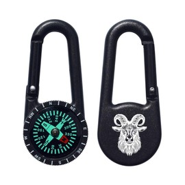 Azeeda 'Horned Goat' Compass Keyring (KC00033267)