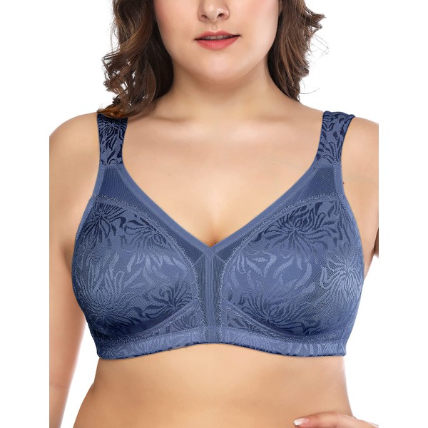 Deyllo Women’s Full Figure Comfort Wire Free Minimizer Support Bra