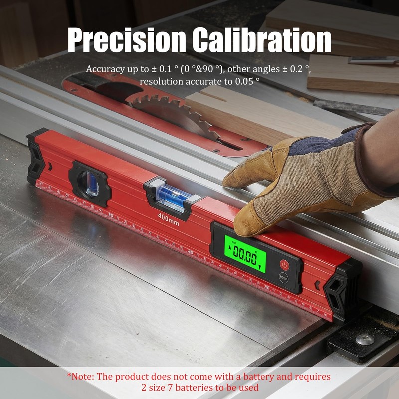 15.7" Digital Level with Backlit LCD Display, High-Precision ±0.1° Magnetic