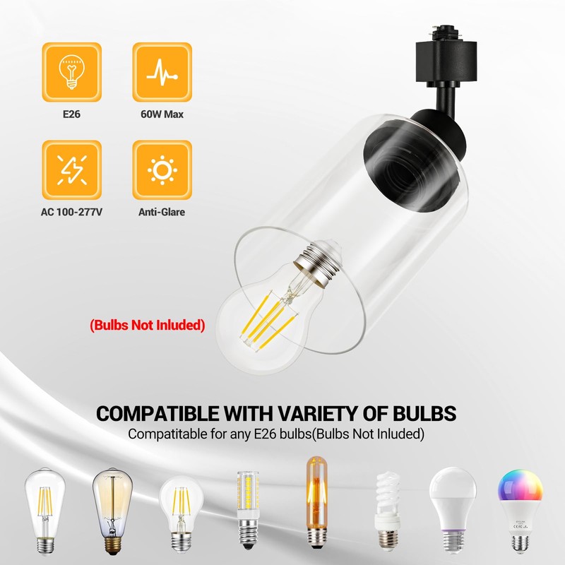 VANoopee H Type Track Lighting Heads E26 Track Light Ceiling