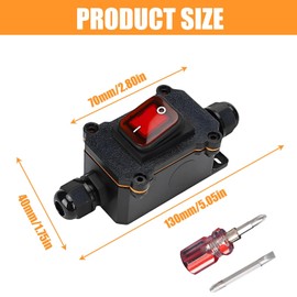 2 x Waterproof Inline Switch, 12 V DC 20 A DPST 4 Pin, IP67 Switch, Cable Switch, On/Off Switch, Rocker Switch, Waterproof for Outdoor Use On On And Out (20 A)