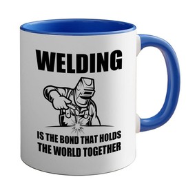 Welder 2Tone Blue Mug 11oz - world together - Welding Tool Welder Ironworker Pipefitter Welding Supplies Welding Gifts Welder Dad