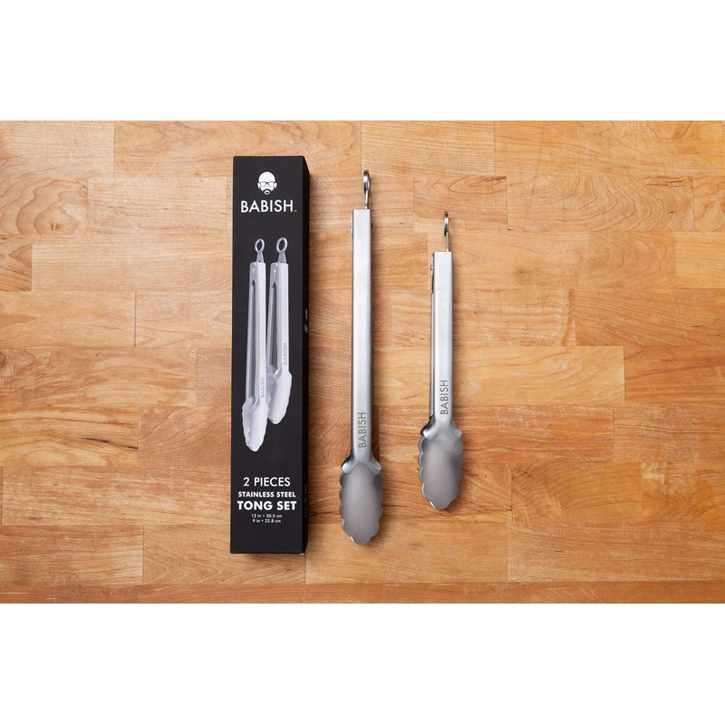 Babish 2-Piece Locking Kitchen Tongs Set – 12” & 9”