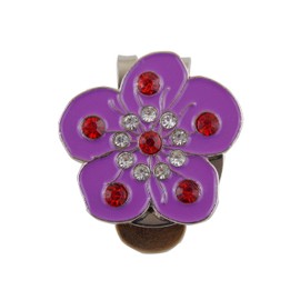 Mercia Golf Magnetic Hat Clip And Hand Inlaid Crystal Golf Ball Markers. (Purple Flower)