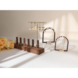 GemeShou wood ring storage jewelry organizer for woman, jewelry ring holder with 6 cones for jewelry selling, cute small ring display stand【Ring organizer-6 cones】