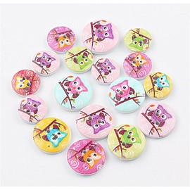 50 Pcs/Pack Wooden Buttons 2 Hole Cute Animals Button for Sewing Knitting Handcraft (Owl Pattern)