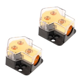 SHOWERORO 2Pcs Power Distribution Block for Car Audio Input to Output Splitter Kit Durable Ground Cable Connector for Amplifier Enhancing Sound Quality Performance in Automotive