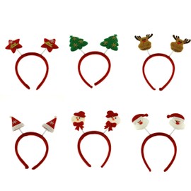 Zac's Alter Ego Pack of 6 Assorted Christmas Head Boppers, Xmas Headbands - Snowman, Reindeer, Xmas Tree, Santa Claus
