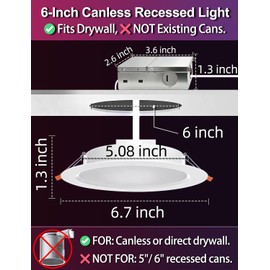 ILC 6 inch led recessed Light, Work with Alexa (Hub Required), App Controlled, RGB Color Changing, 16 Million Colors, CCT: 2700K-6000K, 14W, 120W Equivatlent, 1400LM, CRI 90, Bluetooth Mesh, 6 Packs