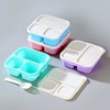 4 Pack Snack Containers, Reusable 3 Compartments Bento Snack Box