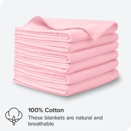 Bare Home Flannel Receiving Blanket, Premium 100% Cotton Flannel Receiving Blankets, 6-Pack Flannel Receiving Blankets, Hypoallergenic, Gentle on Skin, Warm and Durable (Receiving, Light Pink)