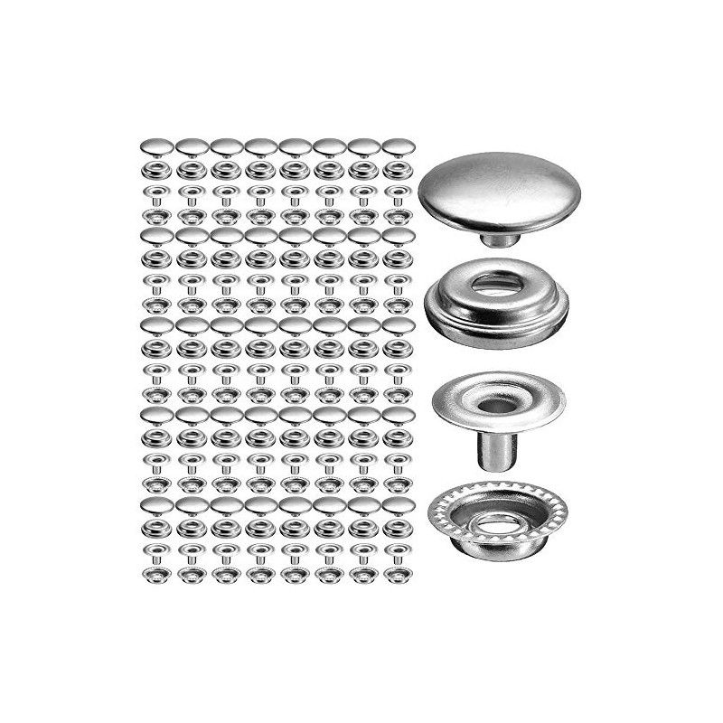 60 Sets 12.5mm Stainless Steel Snap Button Kits for Coats