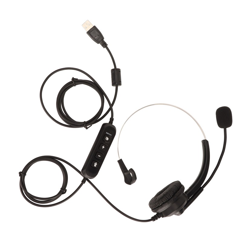 USB Business Headset Noise Reduction Single Sided Ear Headphone Supports