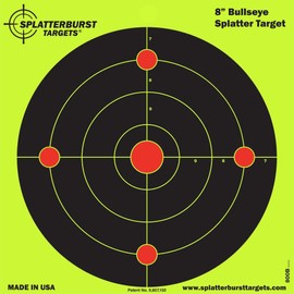 25 Pack - 8" Bullseye Splatter Target - Instantly See Your Shots Burst Bright Florescent Yellow Upon Impact!