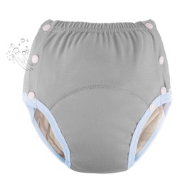 WEEOATAR Unisex Reusable Adult Cloth Diaper, Washable Swim Nappies, Adjustable Incontinence Cloth Diaper with Snaps, Underwear for Elderly Disability, Postpartum (Grey, XXXL)