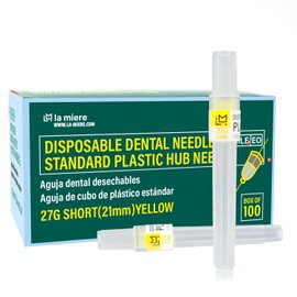 LA MIERE Agujas dentales desechables de plástico premium (100 unidades) en caja perforada, 27 g, longitud 21 mm