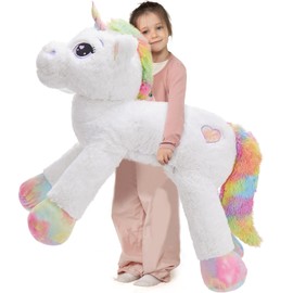 Tezituor 43in Giant Unicorn Plush Toys,Big White Unicorn Stuffed Animals,Lovely Unicorn Birthday Decorations for Children,Great Unicorns Gifts for Girls on Christmas or Childred's Day.