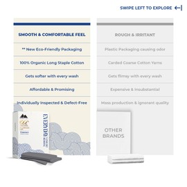 Mayfair Linen 100% Organic Cotton Percale Pillow Cases Standard/Queen Size Set of 2 - Percale Pillowcases Standard/Queen, Soft Cooling Pillow Cases for Sleeping, Cotton Pillow Covers - Dark Grey