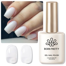 Born Pretty Milky White Gel Nail Polish Jelly White Sheer Translucent Neutral Gel Polish Hema-Free Soak Off Nail Art Gel 15ml, 0.54 Fl Oz