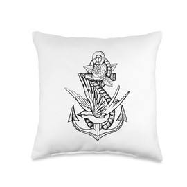 Tattoo Style Anchor Infinity Symbol Swallow Throw Pillow