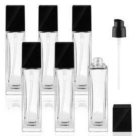 6 Pcs Clear Glass Foundation Bottle Empty Lotion Pump Bottles Refillable Travel Pump Dispenser Bottle for Cream Lotion Foundation Essence and More