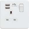 Knightsbridge Screwless Single Switched Socket with Dual USB Charger in