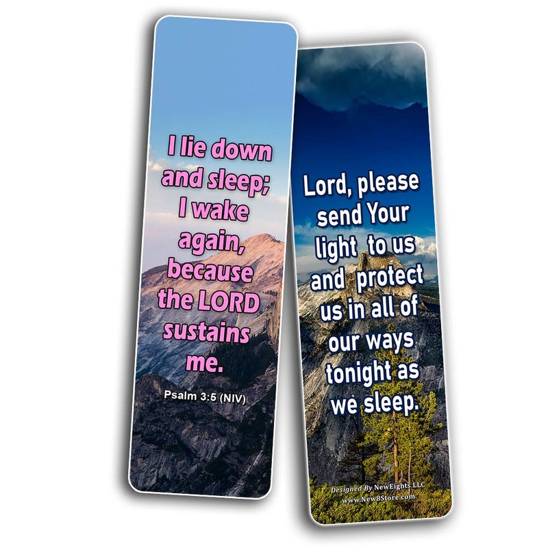 Popular Prayers and Bible Scriptures on Night time/Bedtime Bookmarks (12
