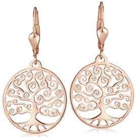 MATERIA by Matthias Wagner Tree of Life Earrings 925 Silver Hanging for Women in 2 Colours, Silver