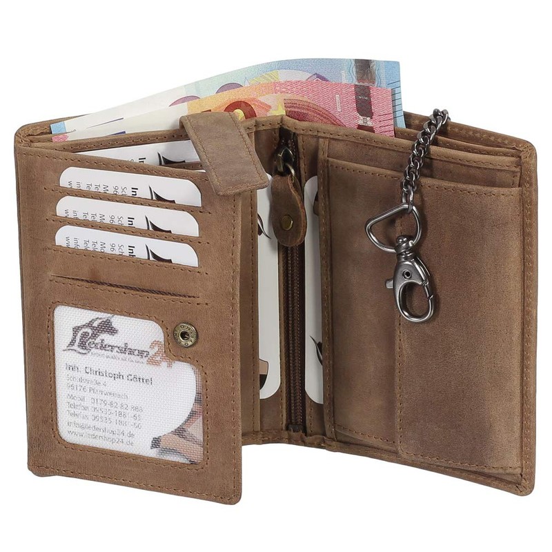 Luxury Leather Biker Wallet with Chain Biker Purse 10 cm