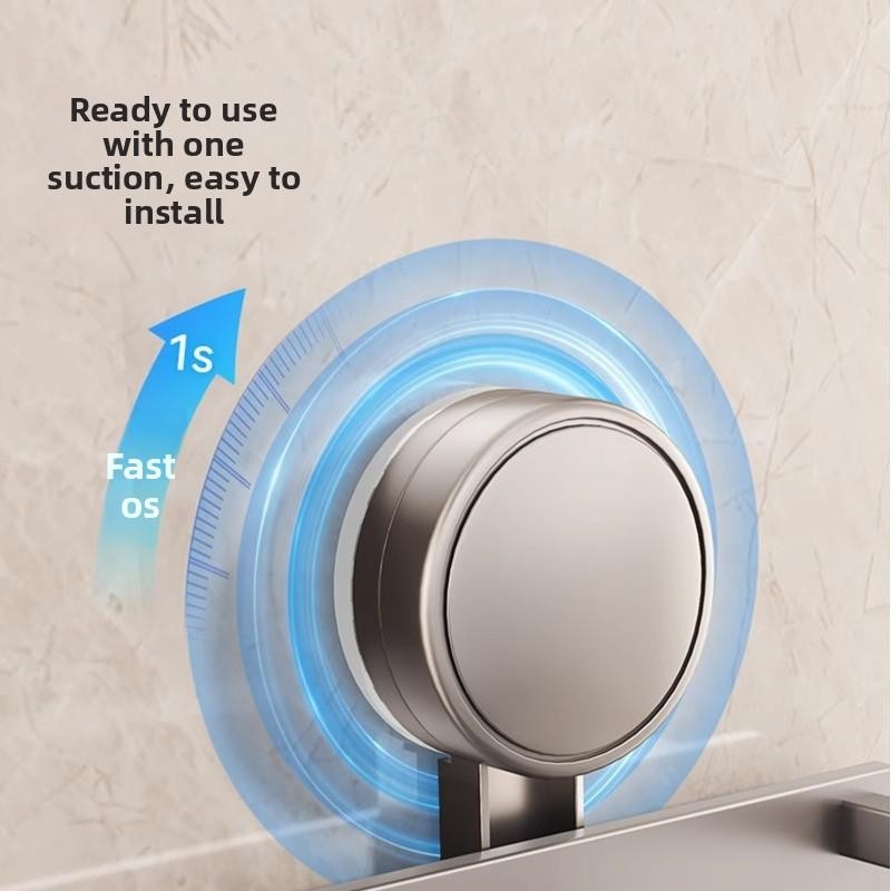 Aluminum Bathroom Suction Cup Storage Rack Wall-Mounted No-Drill Towel Rack
